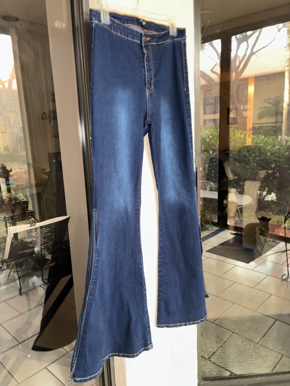 American Bazi Dark Blue Flare Jeans with Side Panel - Picture 4 of 5
